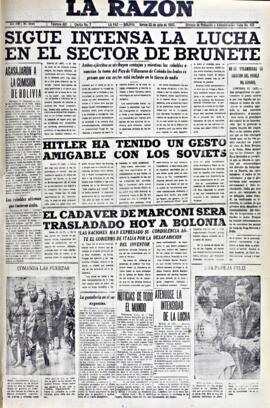 La Razón, edición del 22 de julio de 1937