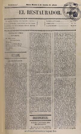 El Restaurador, edición del 6 de agosto de 1845