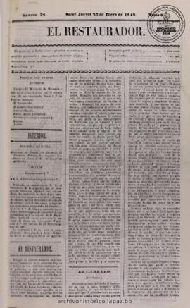 El Restaurador, edición del 22 de enero de 1846