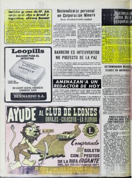 DETERMINARON REANUDAR CLASES EN UNIVERSIDAD. (1971, 26 de agosto). Hoy [La Paz, Bolivia], p. 8.