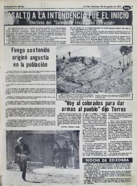 ASALTO A LA INTENDENICA FUE EL INICIO. EFECTIVOS DEL COLORADO RESPALDARON OPERACIÓN. (1971, 22 de agosto). Hoy [La Paz, Bolivia], p. 3.