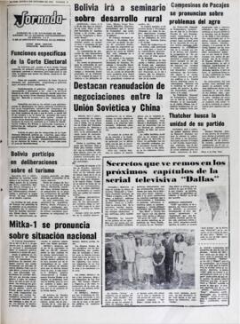 MITKA-1 SE PRONUNCIA SOBRE SITUACIÓN NACIONAL. (1982, 04 de octubre). Jornada [La Paz, Bolivia], p. 3.