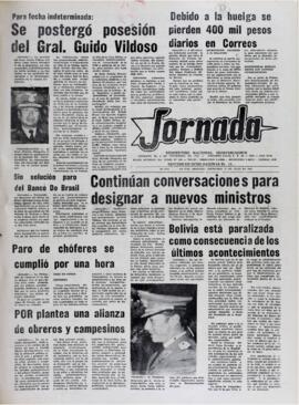BOLIVIA ESTÁ PARALIZADA COMO CONSECUENCIA DE LOS ÚLTIMOS ACONTECIMIENTOS. (1982, 21 de julio). Jornada [La Paz, Bolivia], p. 1.