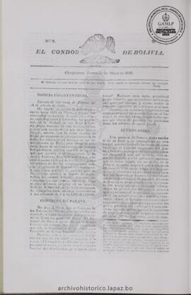 El Condor de Bolivia, edición del 25 de mayo de 1826