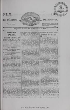 El Condor de Bolivia, edición del 20 de diciembre de 1827