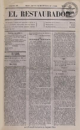 El Restaurador, edición del 12 de febrero de 1846