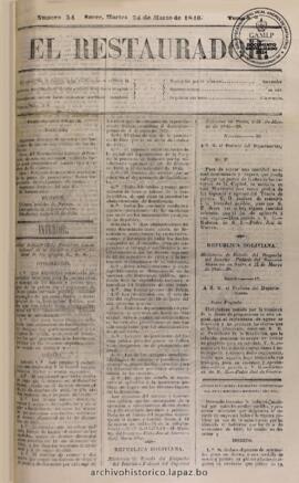 El Restaurador, edición del 24 de marzo de 1846