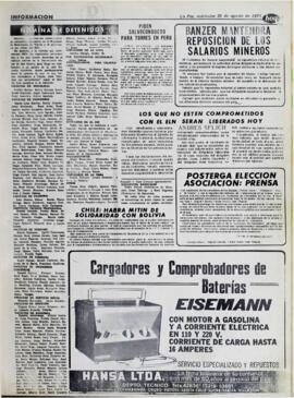 CHILE: HABRA MITIN DE SOLIDARIDAD CON BOLIVIA. (1971, 25 de agosto). Hoy [La Paz, Bolivia], p. 3.