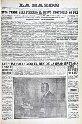 La Razón, edición del 21 de enero de 1936