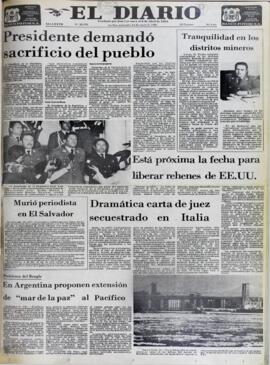 TRANQUILIDAD EN LOS DISTRITOS MINEROS. (1981, 14 de enero). El Diario [La Paz, Bolivia], p. 1.