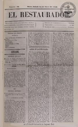 El Restaurador, edición del 24 de enero de 1846