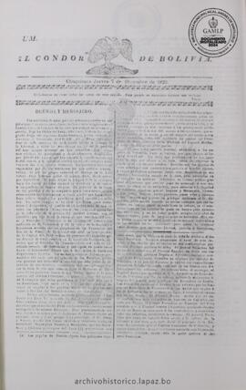 El Condor de Bolivia, edición del 7 de diciembre de 1826