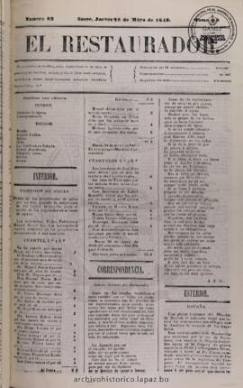 El Restaurador, edición del 28 de mayo de 1846