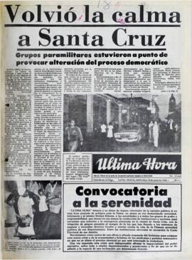 VOLVIÓ LA CALMA A SANTA CRUZ. (1980, 18 de junio). Ultima Hora [La Paz, Bolivia], p. 1.