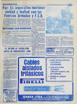 SE REFIRIO AL SOCIALISMO ANTES DE EMBARCARSE: LIMA. (1971, 24 de agosto). Hoy [La Paz, Bolivia], p. 3.