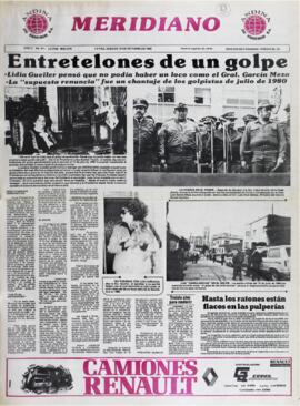 ENTRETELONES DE UN GOLPE. (1982, 16 de octubre). Meridiano [La Paz, Bolivia], p. 1.
