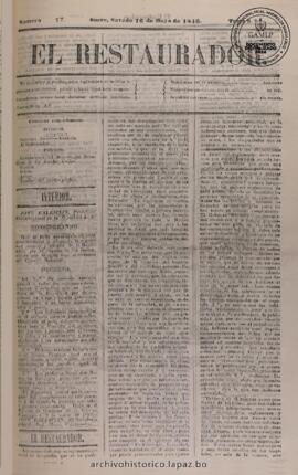 El Restaurador, edición del 16 de mayo de 1846