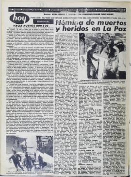 NOMINA DE MUERTOS Y HERIDOS EN LA PAZ. (1971, 22 de agosto). Hoy [La Paz, Bolivia], p. 6.