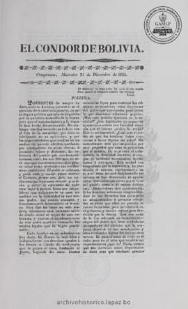 El Condor de Bolivia, edición del 21 de diciembre de 1825