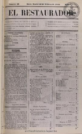 El Restaurador, edición del 10 de febrero de 1846