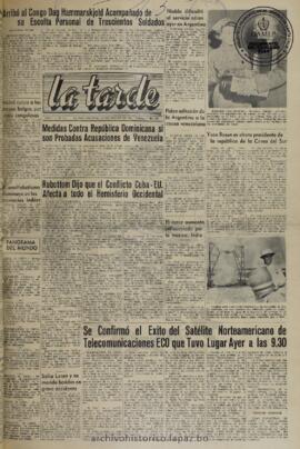La Tarde, edición del 13 de agosto de 1960