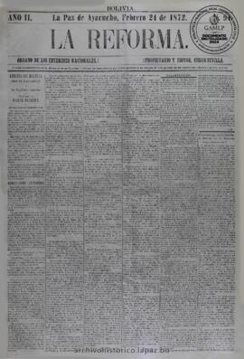 La Reforma, edición del 24 de febrero de 1872