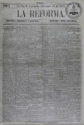 La Reforma, edición del 24 de diciembre de 1871
