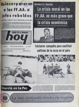 REINCORPORARON A LAS FFAA A JEFES REBELDES: ENTREGARON LOS MEMORANDUMS. (1981, 22 de septiembre). Hoy [La Paz, Bolivia], p. 1.
