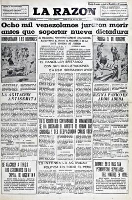 La Razón, edición del 21 de abril de 1936