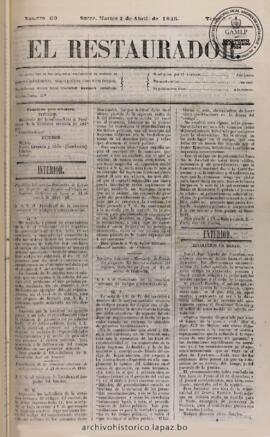 El Restaurador, edición del 7 de abril de 1846