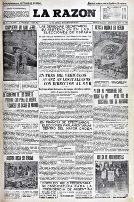La Razón, edición del 28 de abril de 1936