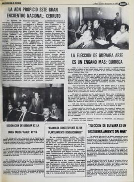 "ELECCION DE GUEVARA ES UN RESQUEBRAJAMIENTO DEL MNR". (1979, 06 de agosto). Hoy [La Paz, Bolivia], p. 3.