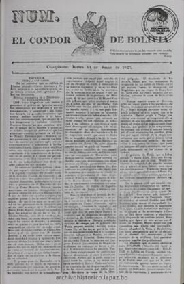 El Condor de Bolivia, edición del 14 de junio de 1827