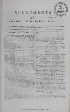 El Condor de Bolivia, edición del 28 de octubre de 1826