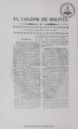 El Condor de Bolivia, edición del 12 de enero de 1826