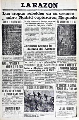 La Razón, edición del 22 de septiembre de 1936