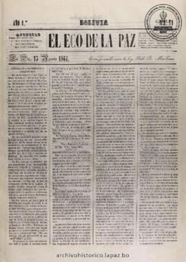 El Eco De La Paz, edición del 13 de agosto de 1864