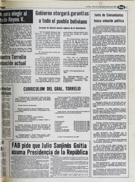 CURRICULUM DEL GRAL. TORRELIO. (1981, 04 de septiembre). Hoy [La Paz, Bolivia], p. 7.