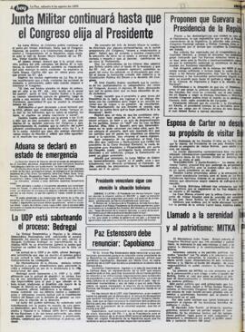PAZ ESTENSSORO DEBE RENUNCIAR: CAPOBIANCO. (1979, 04 de agosto). Hoy [La Paz, Bolivia], p. 8.