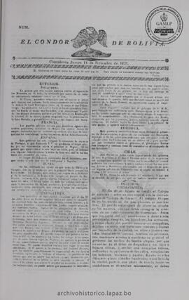 El Condor de Bolivia, edición del 14 de septiembre de 1826