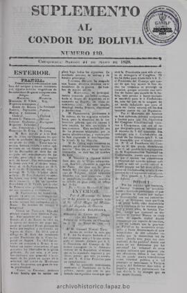 El Condor de Bolivia, edición del 31 de mayo de 1828