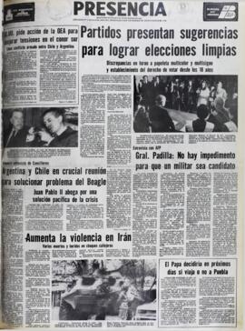 PARTIDOS PRESENTAN SUGERENCIAS PARA LOGRAR ELECCIONES LIMPIAS. (1978, 13 de diciembre). Presencia [La Paz, Bolivia], p. 1.