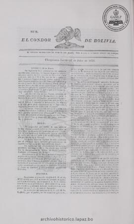El Condor de Bolivia, edición del 27 de julio de 1826