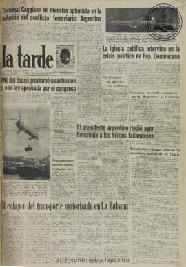 La Tarde, edición del 11 de diciembre de 1961