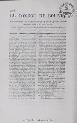 El Condor de Bolivia, edición del 9 de marzo de 1826