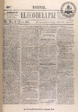 El Eco De La Paz, edición del 17 de febrero de 1865
