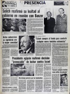 SELICH REAFIRMÓ SU LEALTAD AL GOBIERNO EN REUNIÓN CON BANZER. (1971, 30 de diciembre). Presencia [La Paz, Bolivia], p. 1.
