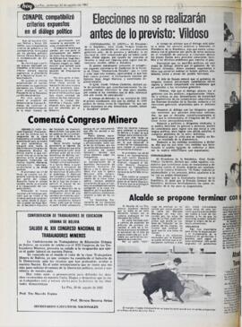 ELECCIONES NO SE REALIZARÁN ANTES DE LO PREVISTO: VILDOSO. (1982, 22 de agosto). Hoy [La Paz, Bolivia], p. 6.