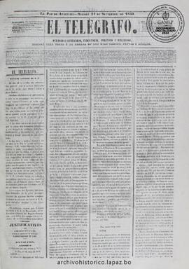 El Telegrafo, edición del 24 de septiembre de 1859