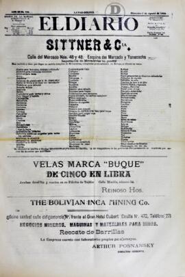 El Diario, edición del 1 de agosto de 1906